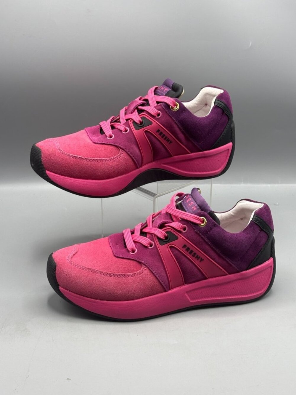 Freshy Supafly Brites Athletic Sneakers Womens 4 Pink Leather Low Top Round Toe